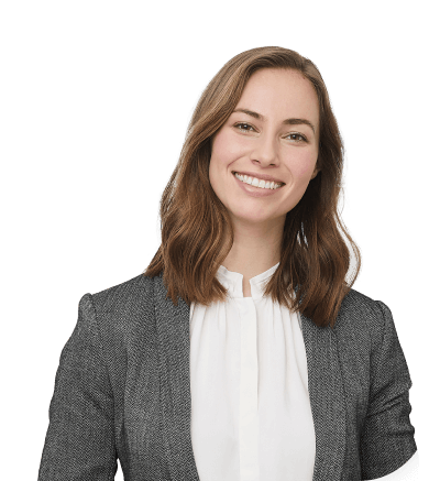 Retirement administrator in a suit and blouse.